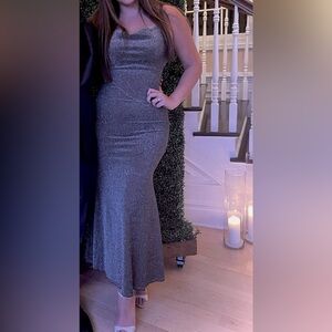 SHEIN Glittering Gray Maxi Dress